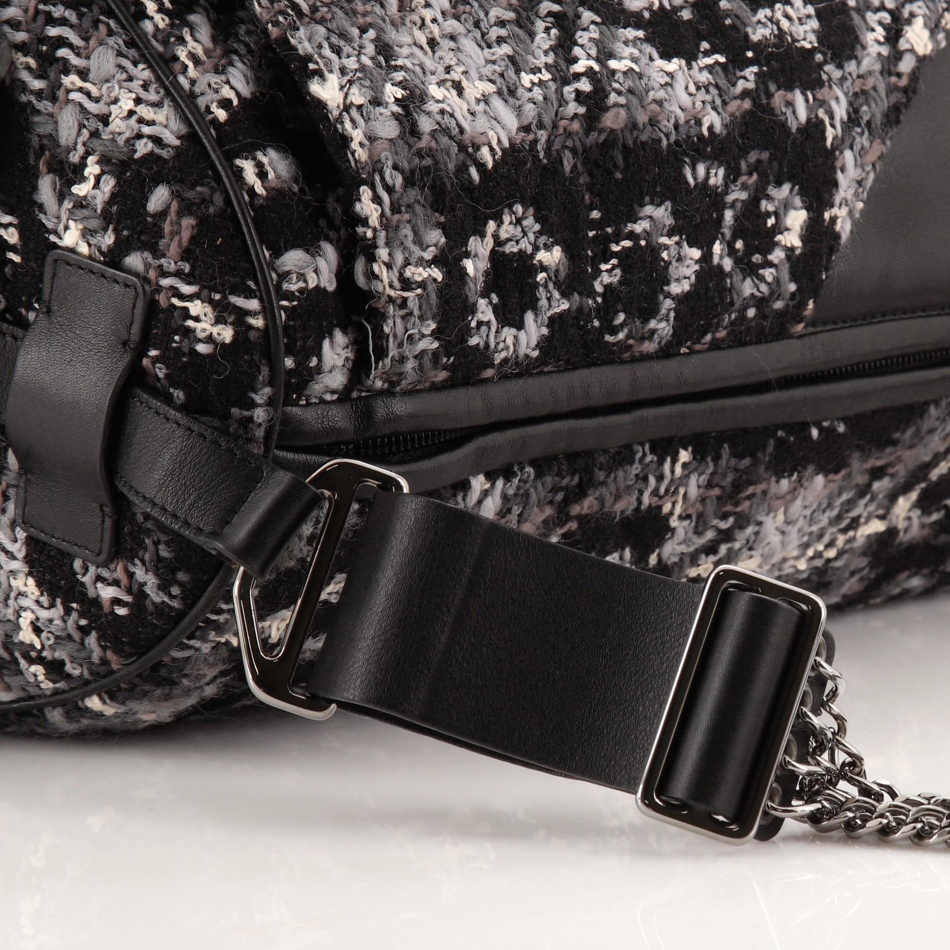 Women's or Men's Chanel Vintage Camellia Flap Camera Bag Tweed Medium