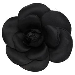 Chanel Retro Camellia Pin Black 1985