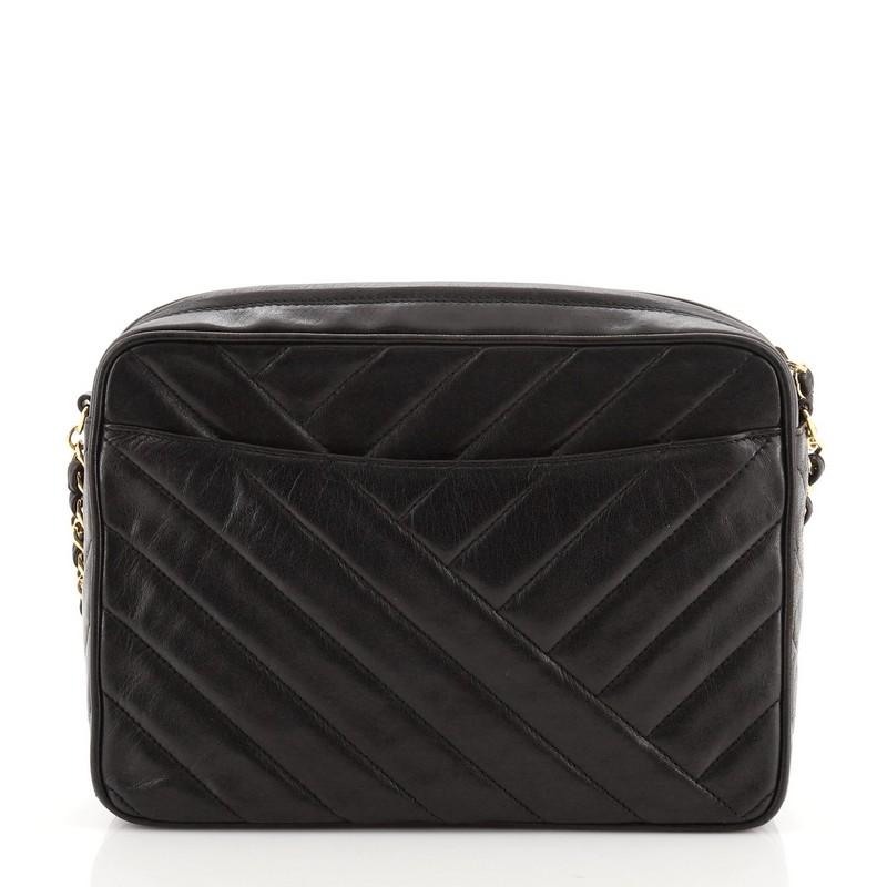 Chanel Vintage Camera Bag Chevron Lambskin Small In Good Condition In NY, NY