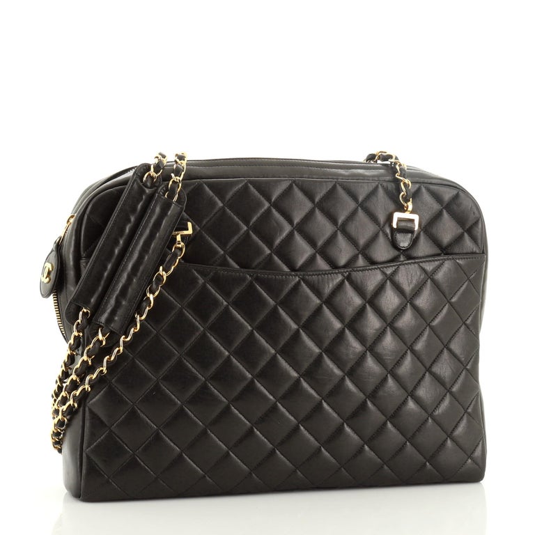 Chanel Vintage Camera Bag Quilted Leather Large For Sale at 1stdibs