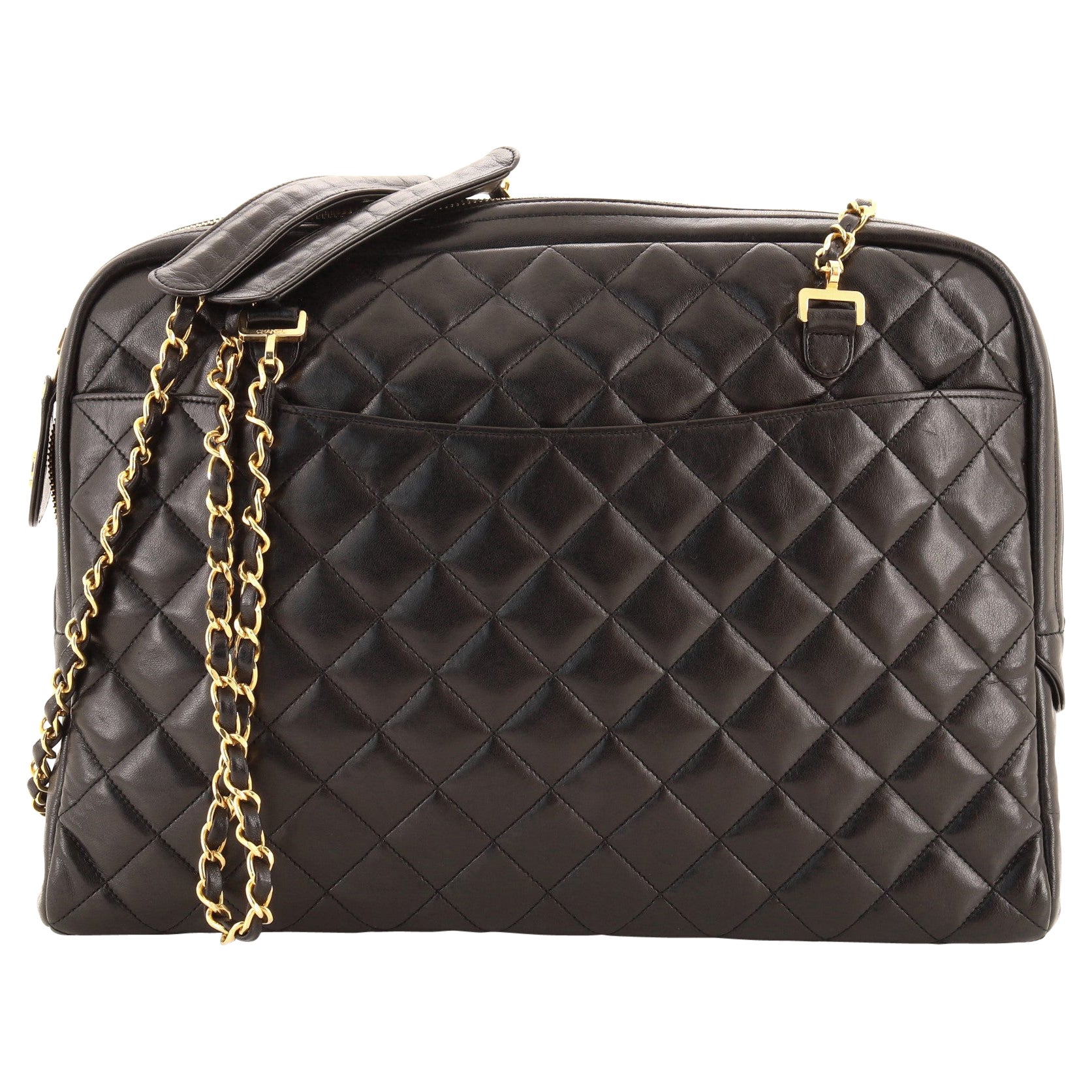 Chanel Vintage Camera Bag Quilted Leather Large