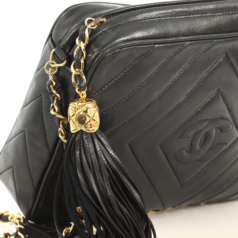 Chanel Vintage Camera Tassel Bag Chevron Lambskin Small at 1stDibs