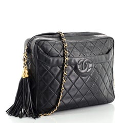 Chanel Vintage Camera Tassel Bag Quilted Leather Large