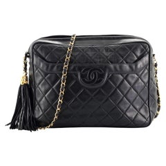 Chanel Vintage Camera Tassel Bag Quilted Leather Large