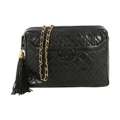Chanel Vintage Camera Tassel Bag Quilted Leather Large