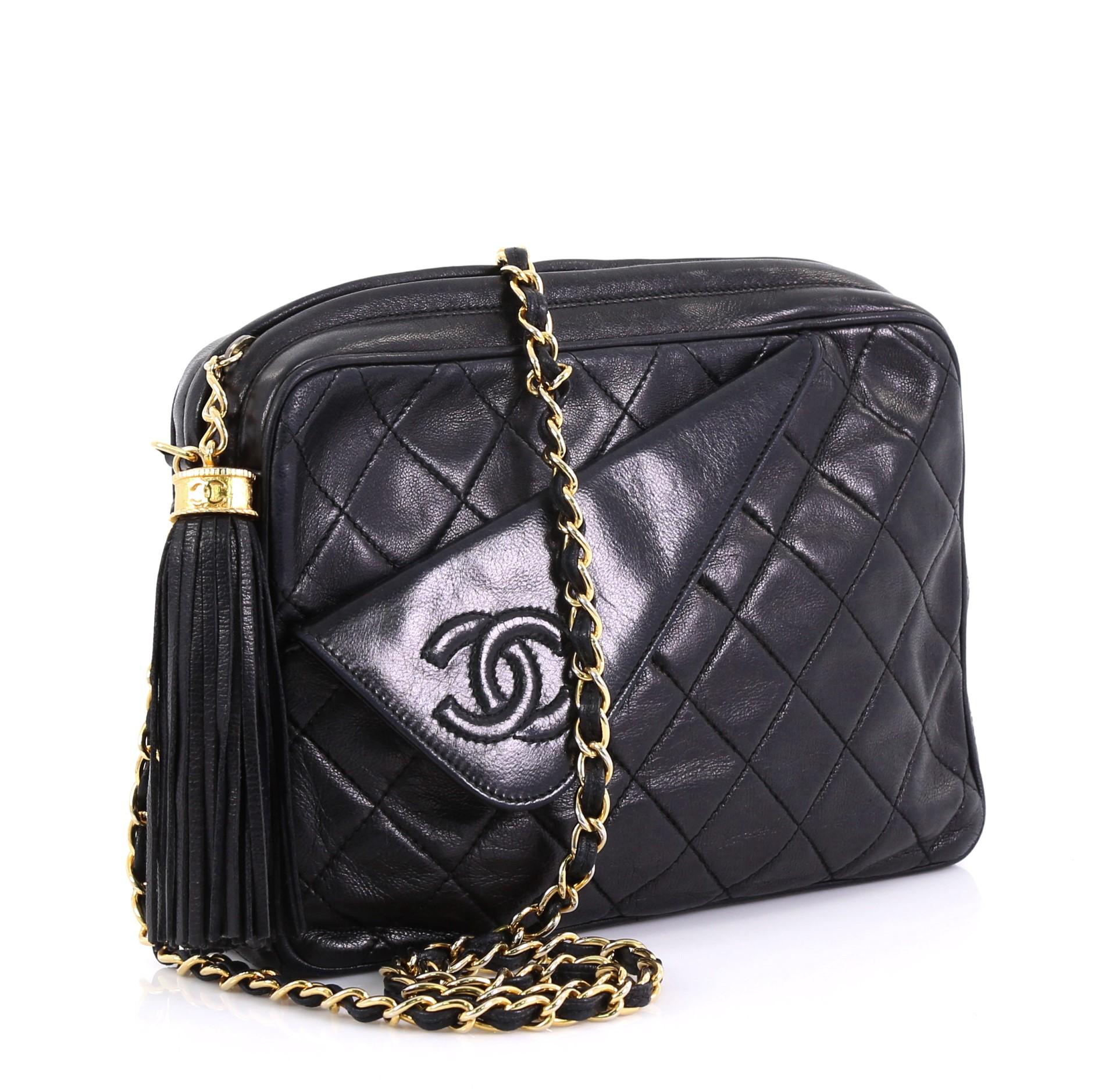 Chanel Vintage Camera Tassel Bag Quilted Leather Medium at 1stDibs