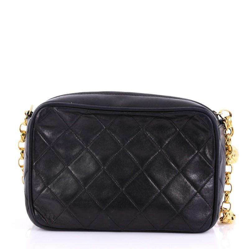 Chanel Vintage Camera Tassel Bag Quilted Leather Mini In Fair Condition In NY, NY