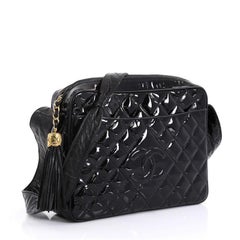 Chanel Vintage Camera Tassel Bag Quilted Patent Large