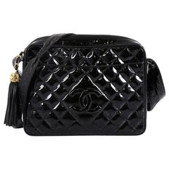 Chanel Vintage Camera Tassel Bag Quilted Patent Large
