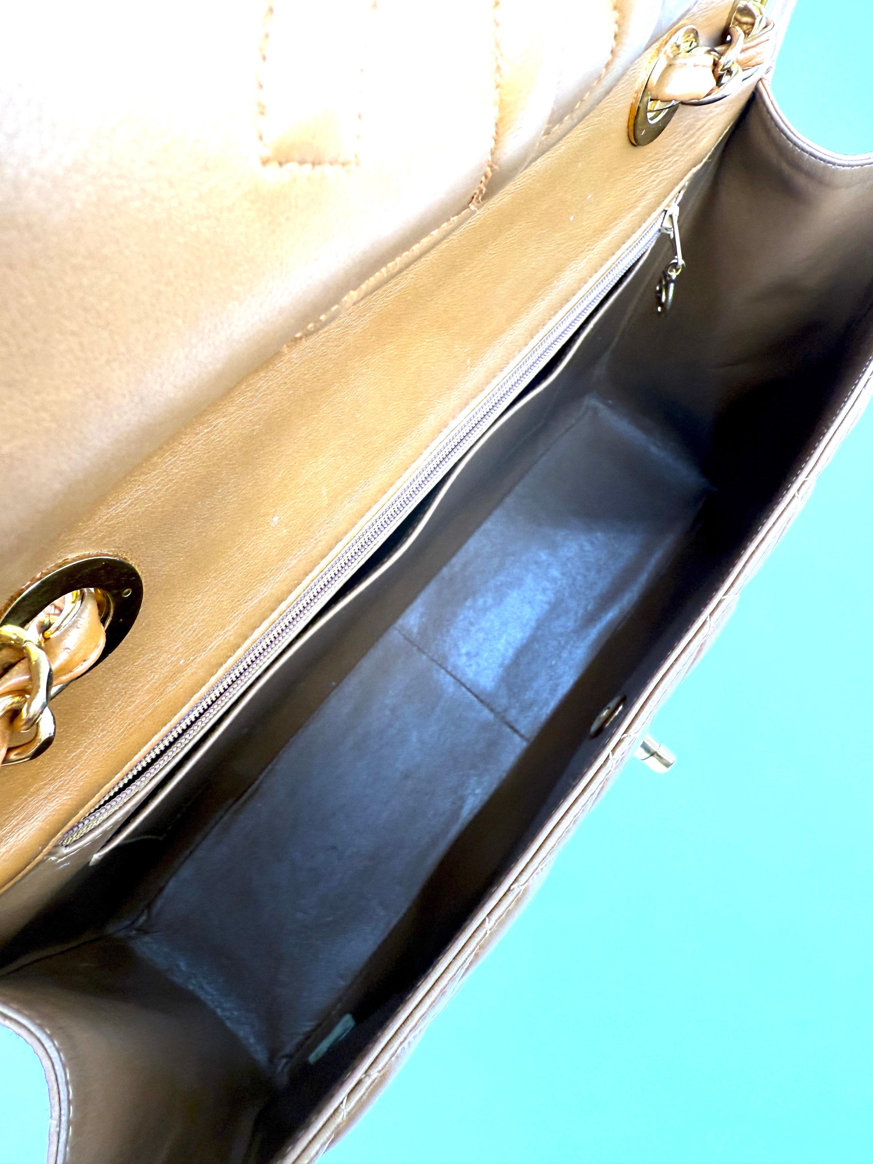 Chanel Vintage Carmel Maxi Lambskin Flap Bag For Sale 13