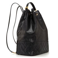 Chanel Vintage Caviar 90s XL Top Handle Bucket Drawstring Backpack