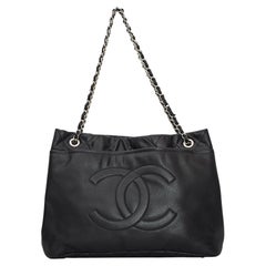 Chanel Vintage Caviar Black Leather Grand Shopping Tote Large