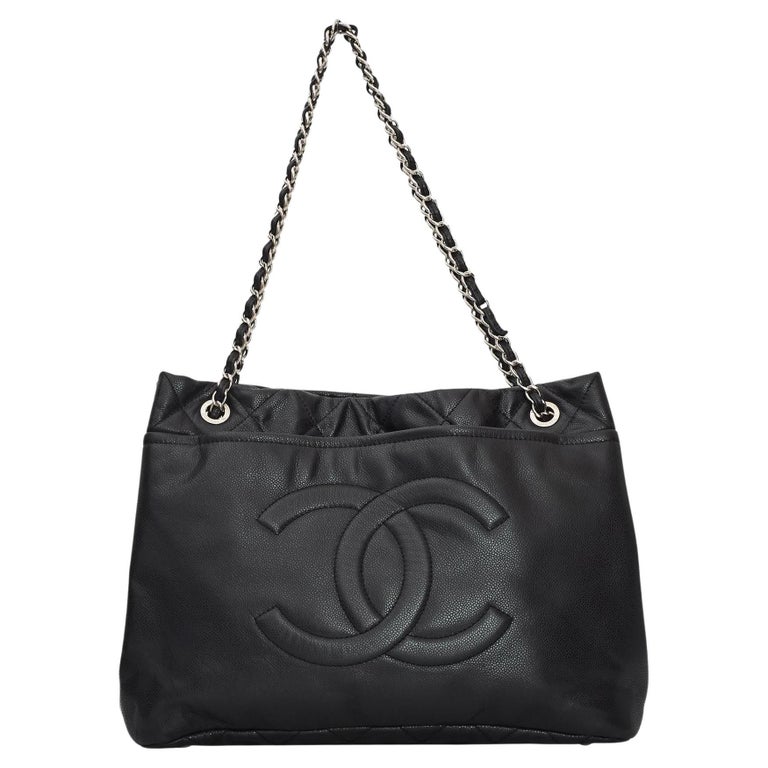 chanel black shopping tote bag