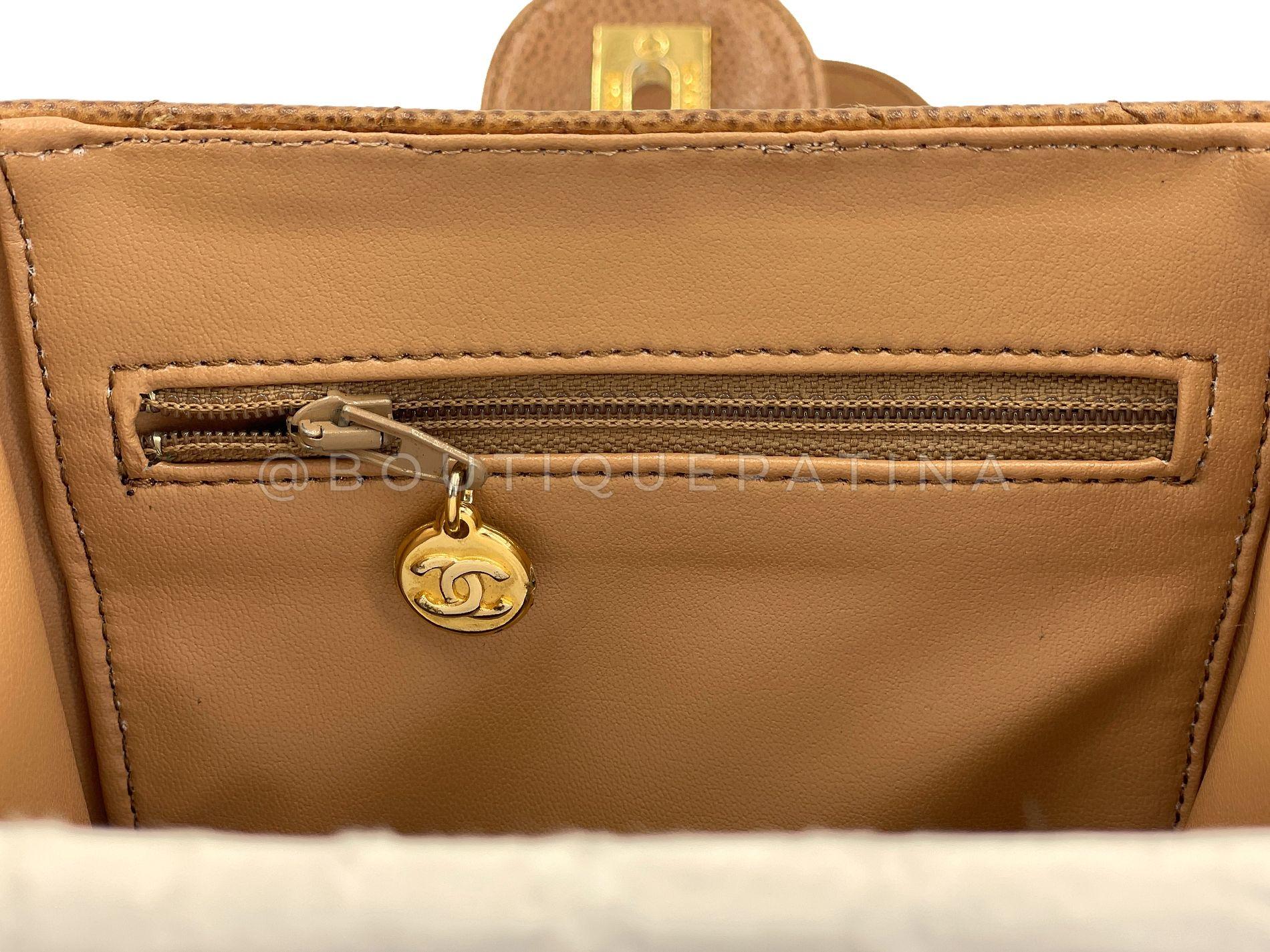 Chanel Vintage Kaviar Karamell Brown Chevron eingekreist CC Vanity Case Tasche 67996 im Angebot 10