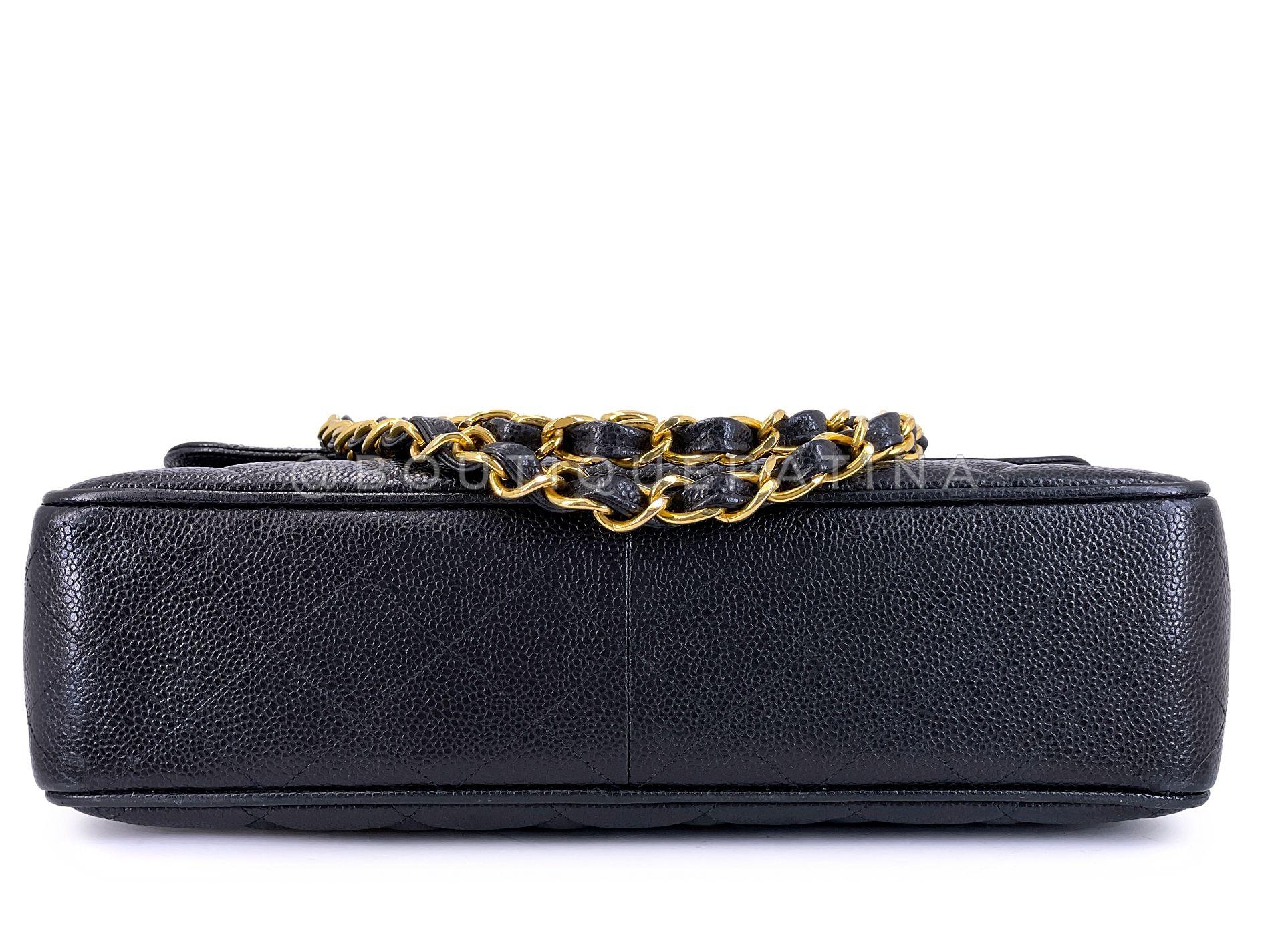 Chanel Vintage Kaviar Jumbo Flap Tasche 1995 Schwarz Klassisch 24k GHW 67217 im Angebot 2