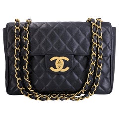 Chanel Vintage Caviar Jumbo Flap Bag 1995 Black Classic 24k GHW 67217