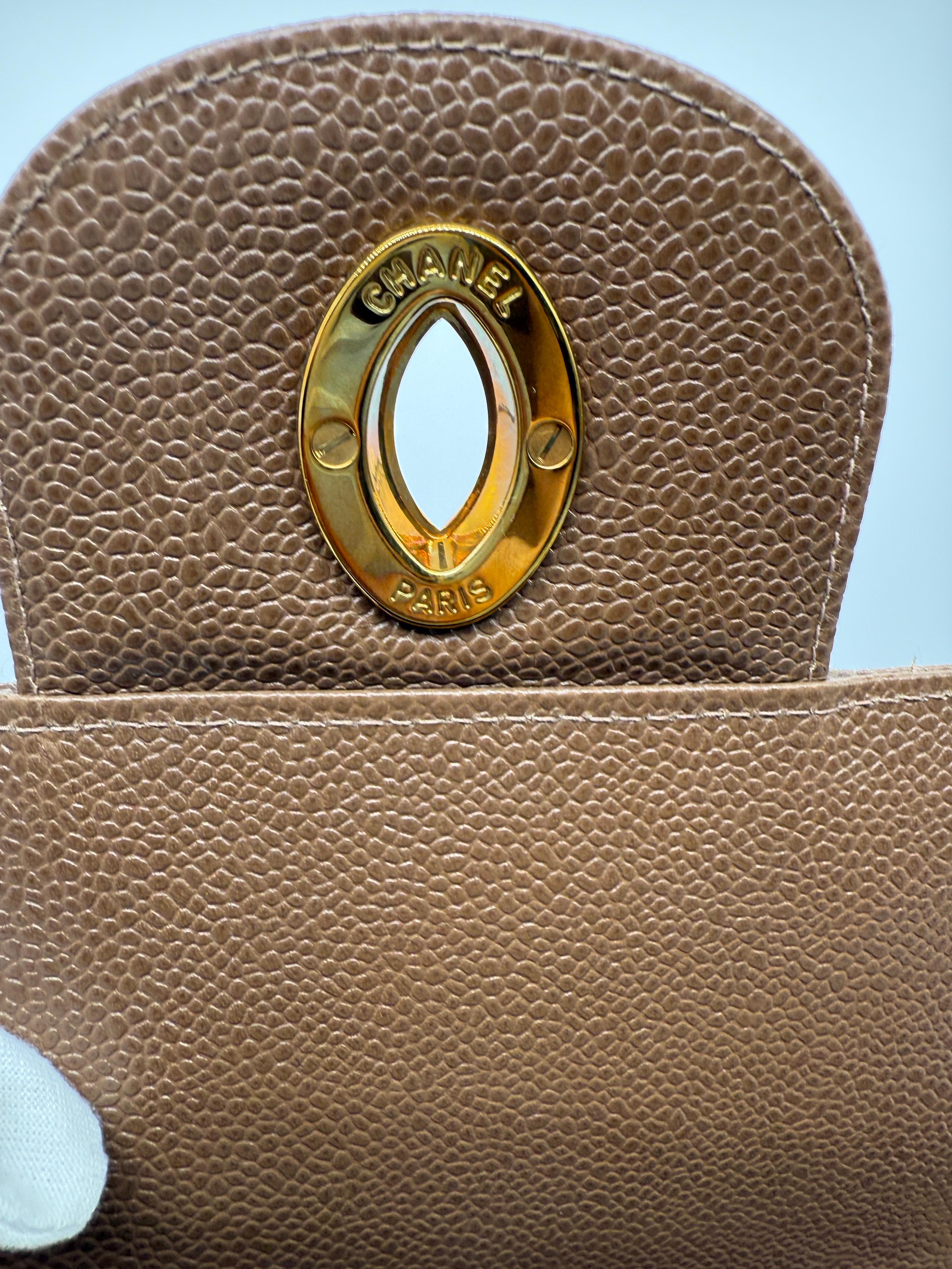 Chanel Vintage Caviar Leather Chevron Maxi Flap Bag For Sale 8