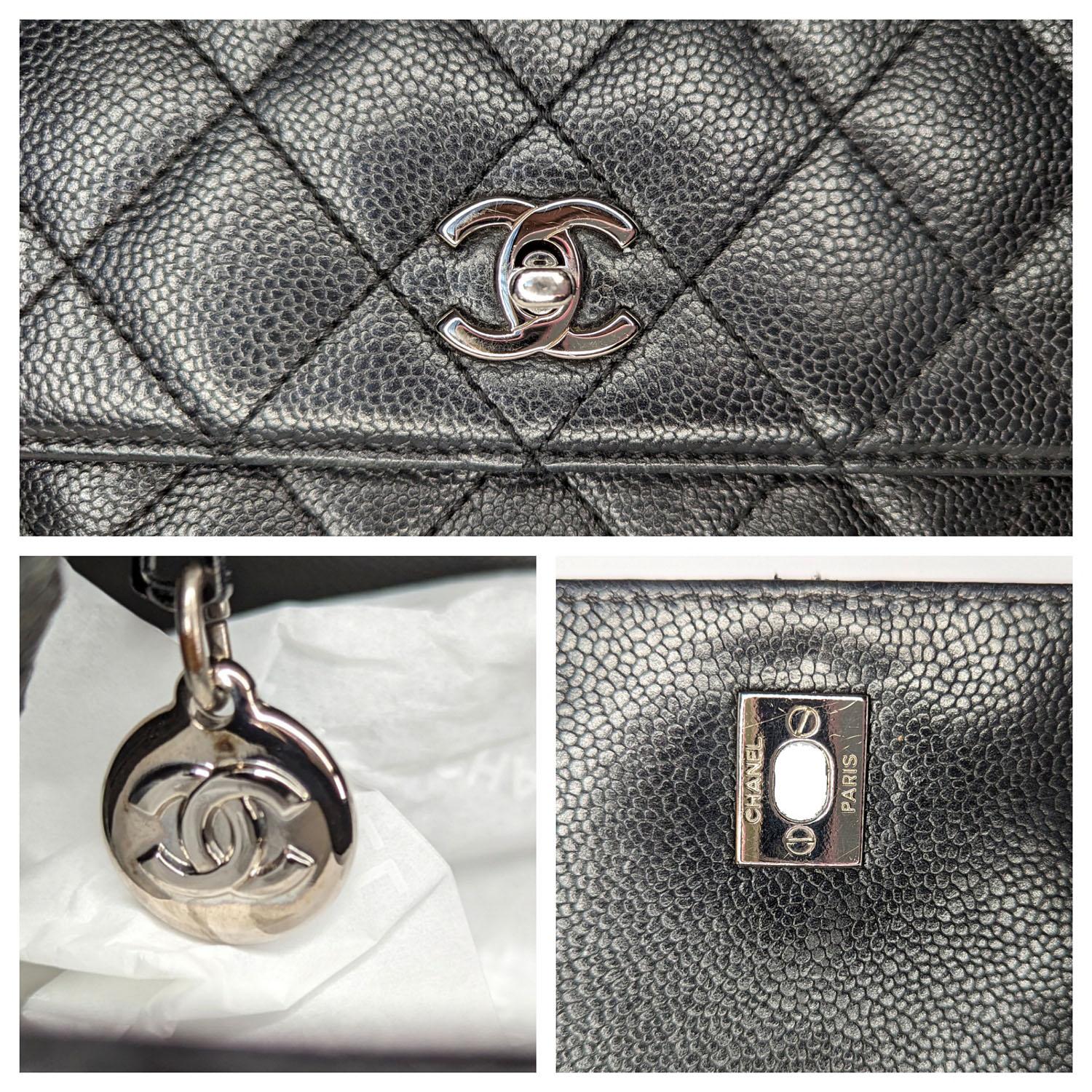 Chanel Vintage Caviar Acolchado Kelly Bolso de Asa Superior 5