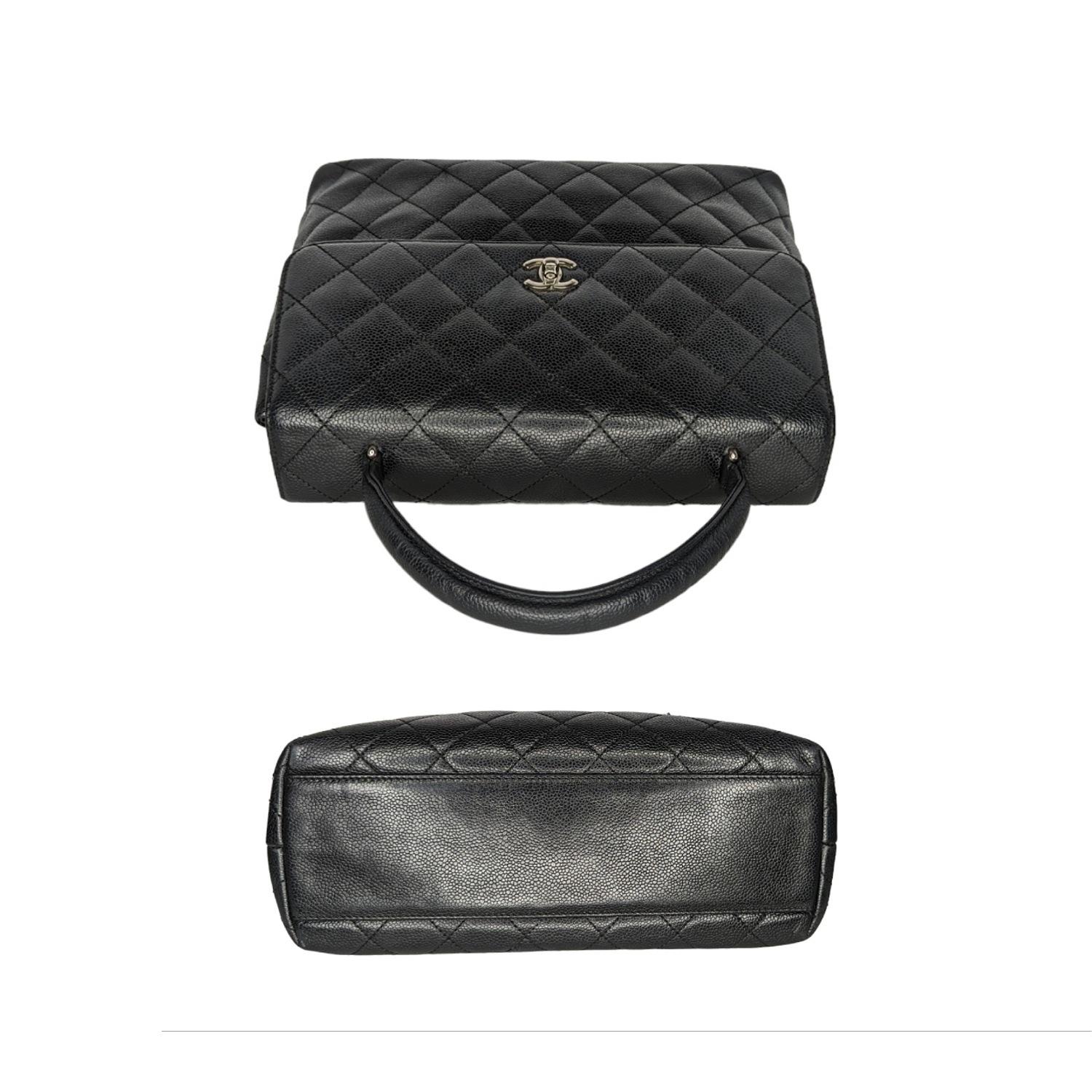 De las mujeres Chanel Vintage Caviar Acolchado Kelly Bolso de Asa Superior