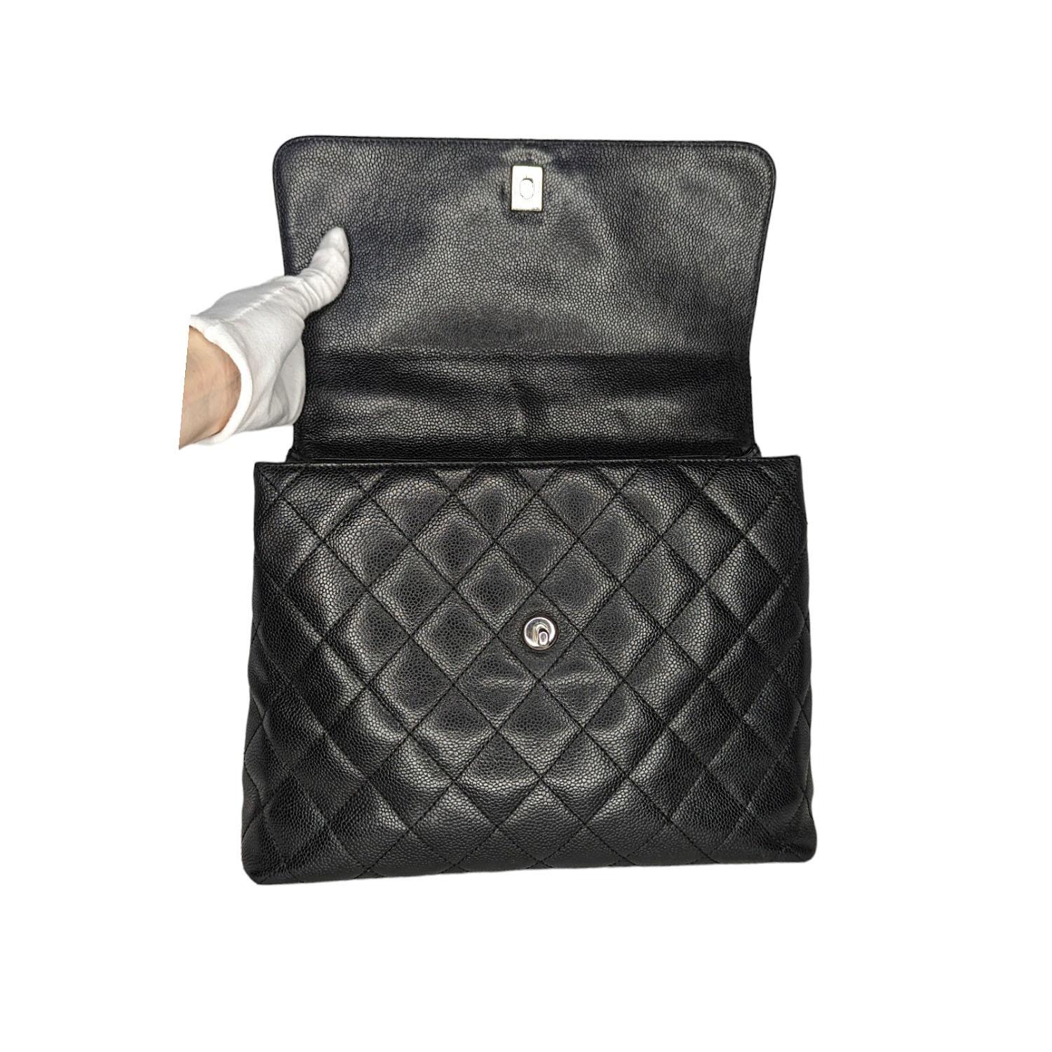Chanel Vintage Caviar Acolchado Kelly Bolso de Asa Superior 1