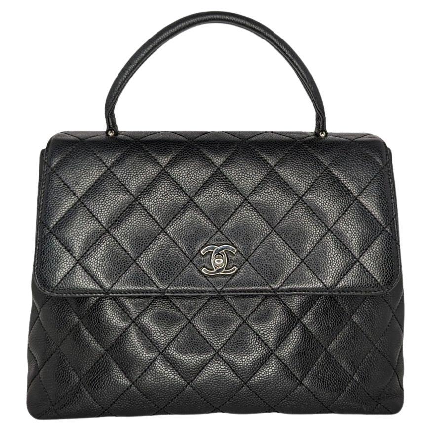 Chanel Vintage Caviar Quilted Kelly Top Handle Bag For Sale