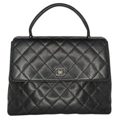 Chanel Vintage Caviar Acolchado Kelly Bolso de Asa Superior