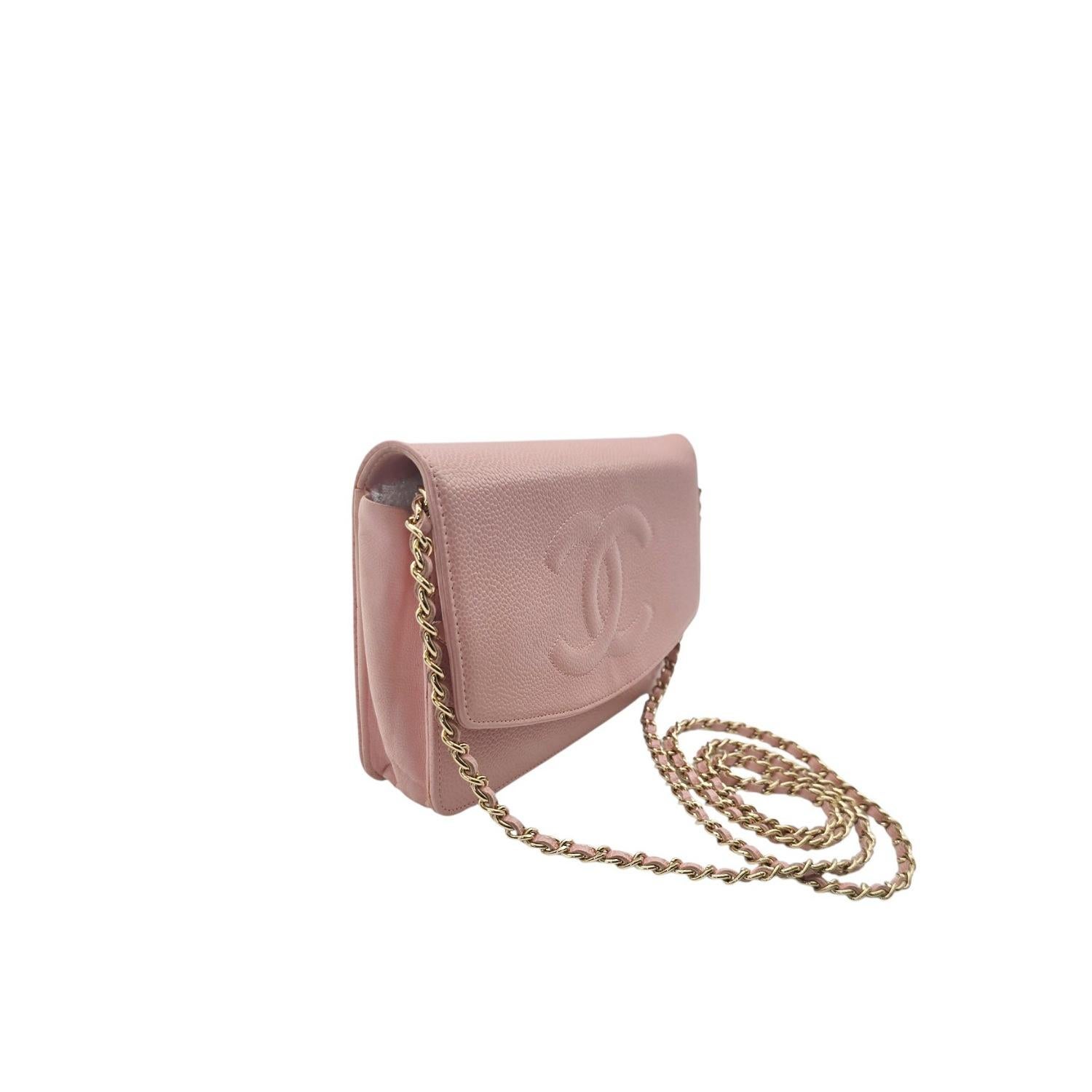 Women's Chanel Vintage Caviar Timeless WOC Wallet On Chain Pink For Sale