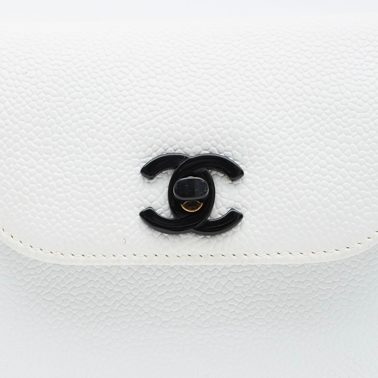 Chanel Vintage Caviar Top Handle Bag White (Circa 1997) 1