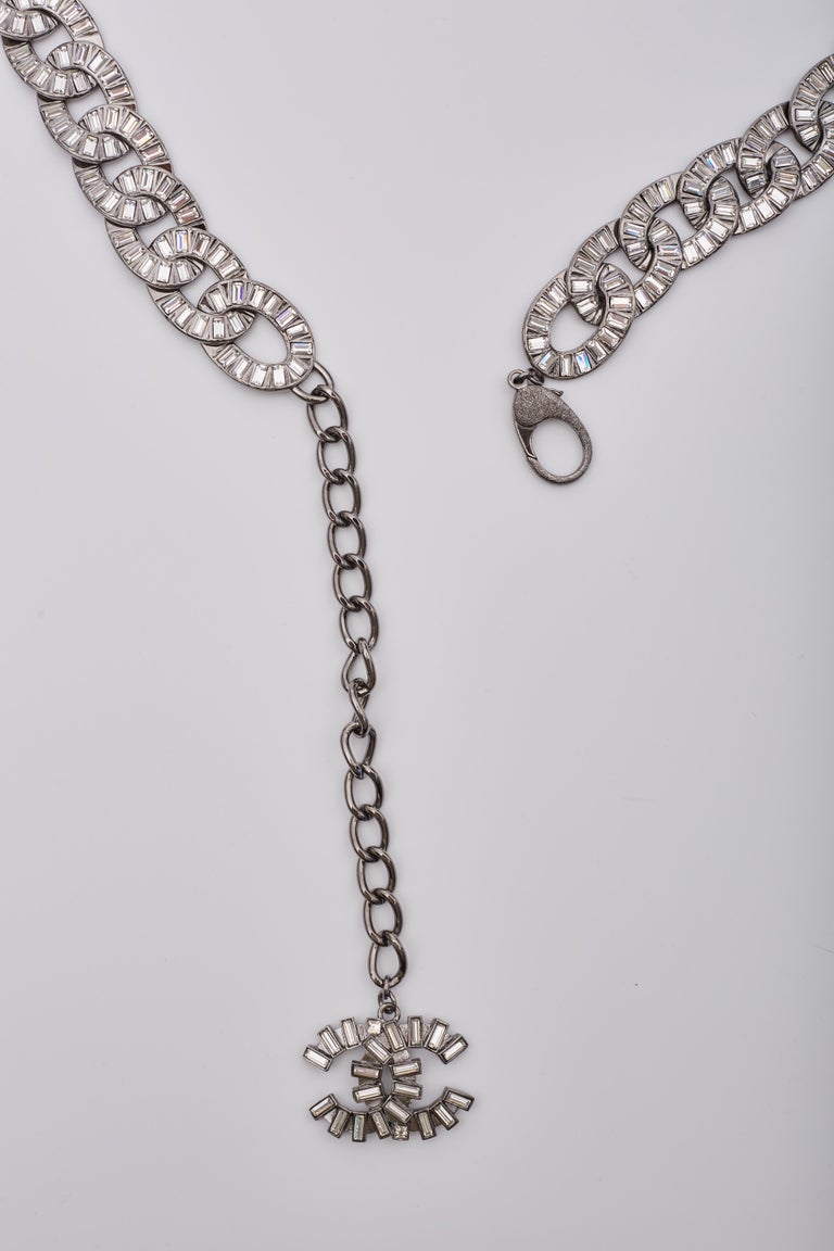 Chanel 2006 CC Baguette Crystals Ruthenium (Gun Metal) Chain Link Belt Silver Chanel 2006 CC Baguette Crystals Ruthenium (Gun Metal) Chain  main image 4