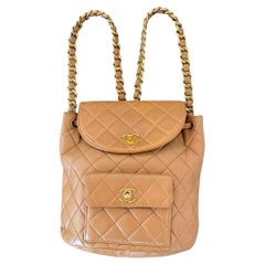 Chanel Vintage CC Beige Lambskin Duma Backpack Small