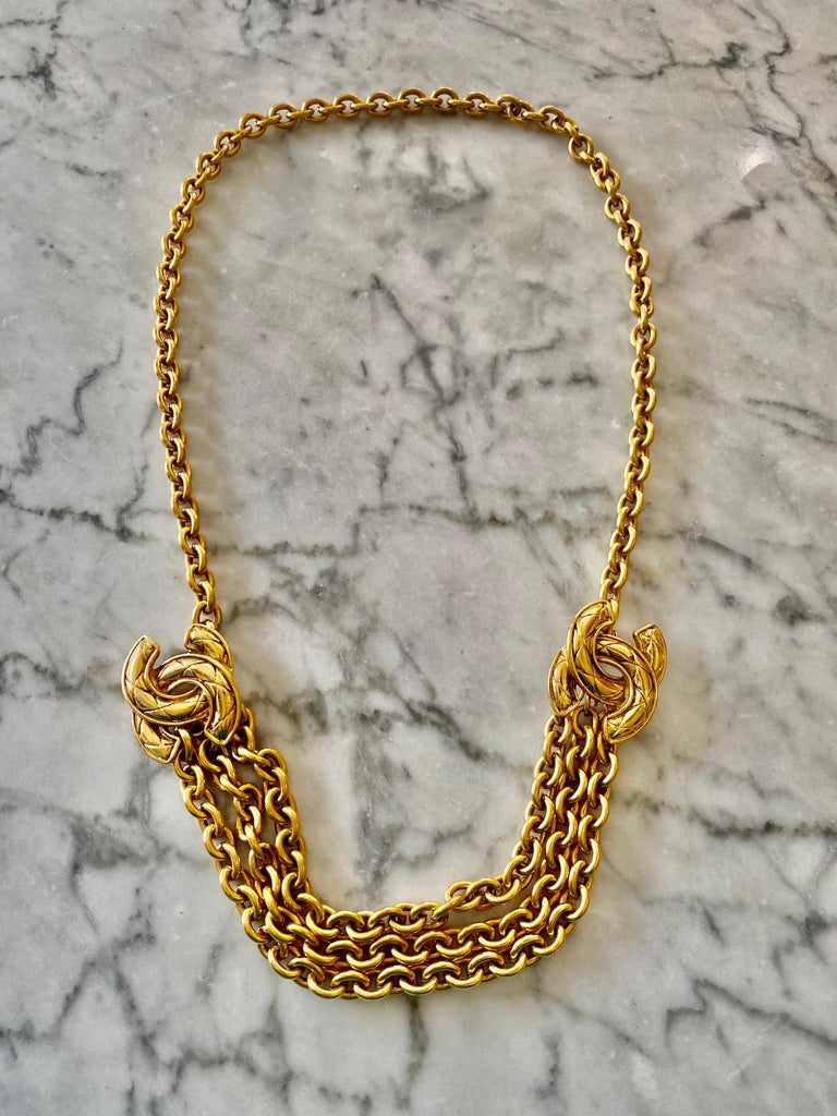 Chanel Vintage CC Belt Gilt Gold Chain, France, 1990s For Sale at 1stDibs