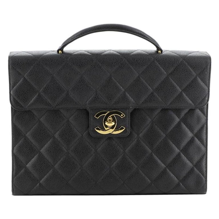 Chanel Vintage CC Briefcase Quilted Caviar Large at 1stDibs | chanel ...