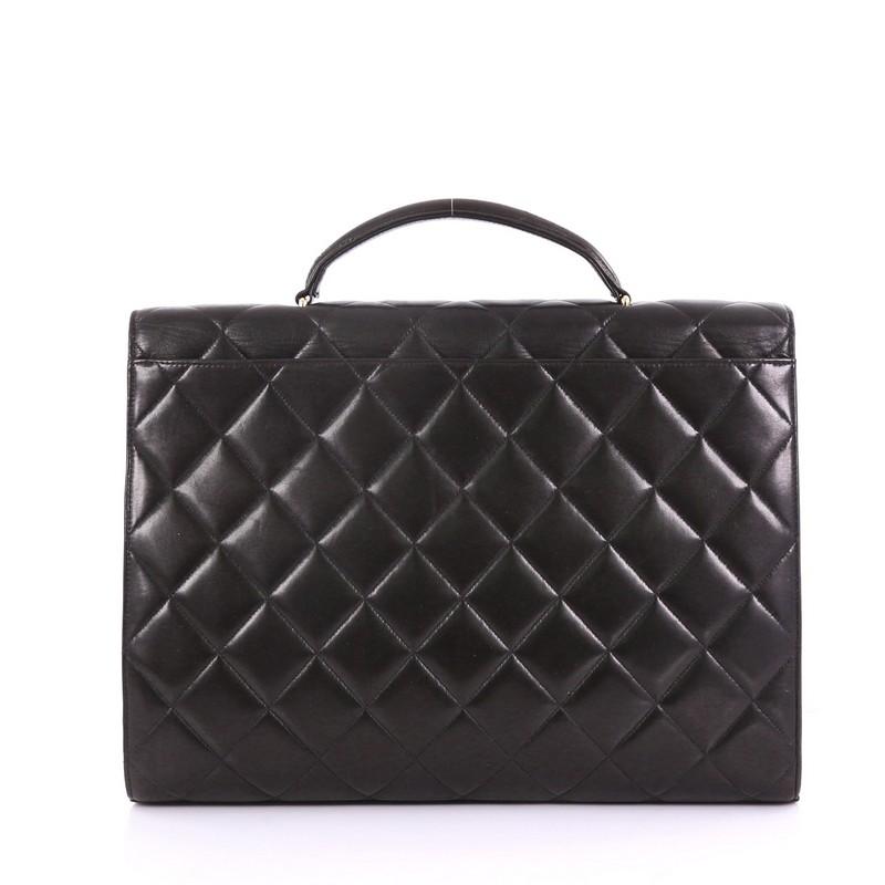 Chanel Vintage CC Briefcase Quilted Lambskin Large In Good Condition In NY, NY