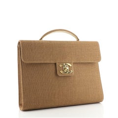 Chanel Vintage CC Briefcase Raffia Large