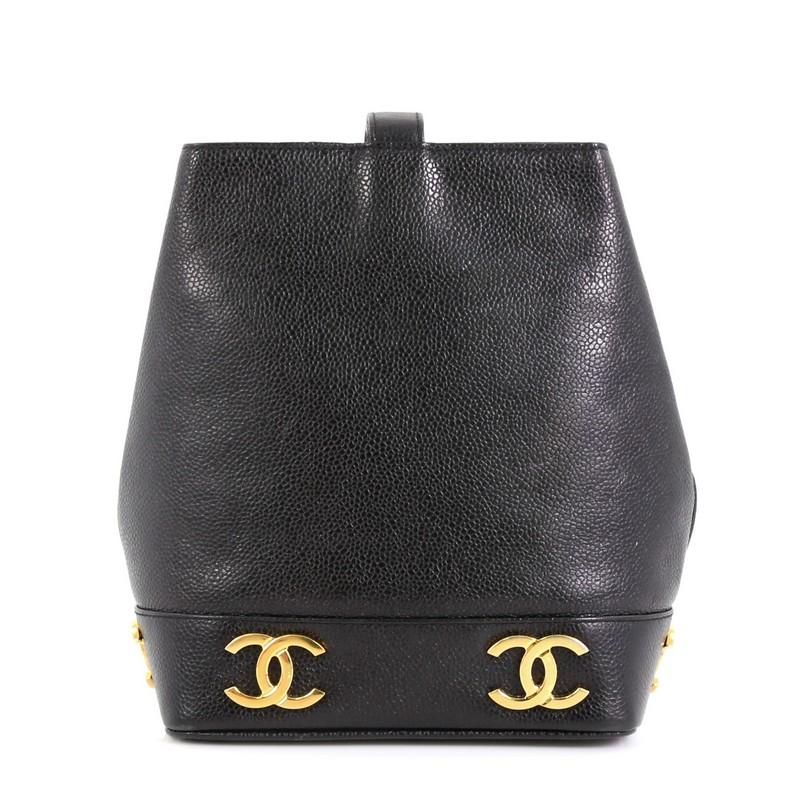 Chanel Vintage CC Bucket Shoulder Bag Caviar Mini In Good Condition In NY, NY