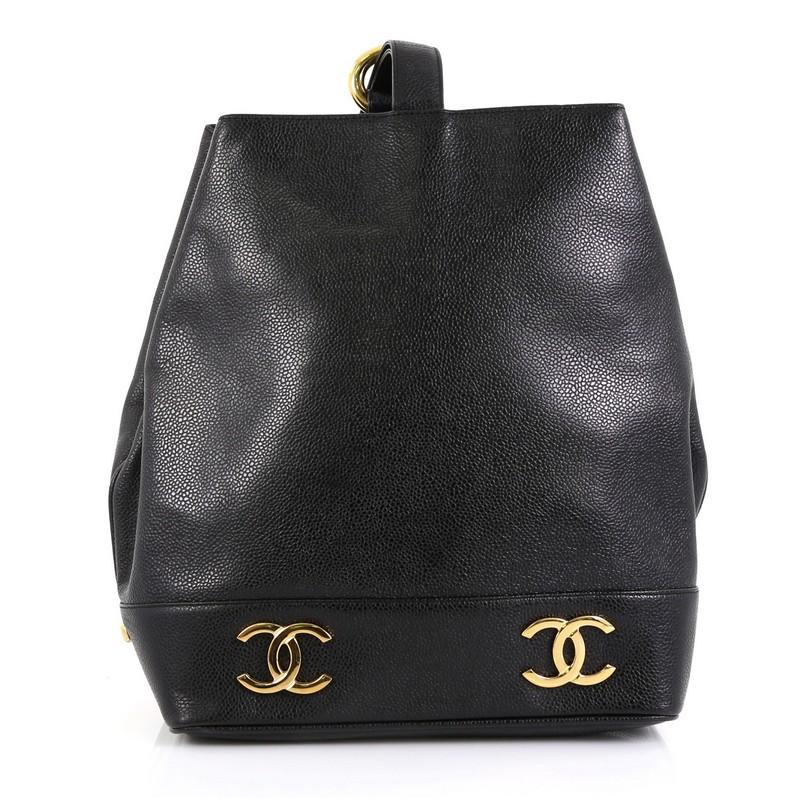 Chanel Vintage CC Bucket Shoulder Bag Caviar Small In Good Condition In NY, NY