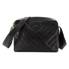 Chanel Vintage CC Camera Shoulder Bag Diagonal Quilted Caviar Medium