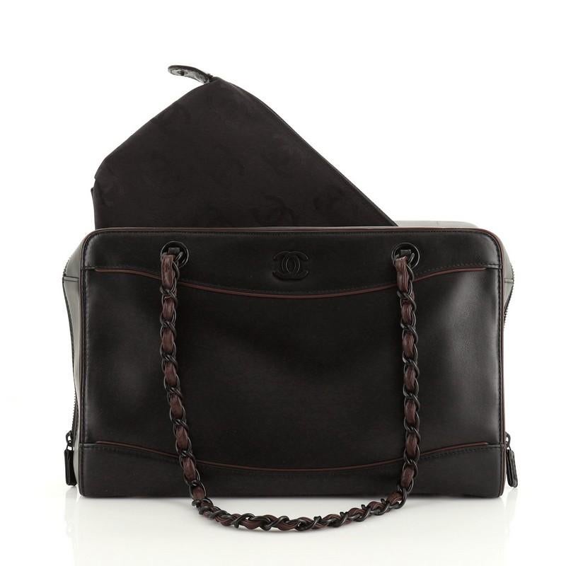 Black Chanel Vintage CC Chain Bowler Bag Calfskin Medium