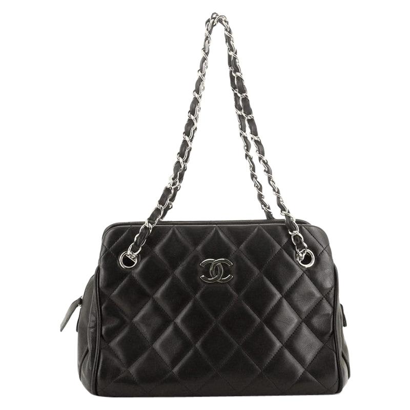 Chanel Vintage CC Chain Bowling Bag Quilted Lambskin Medium