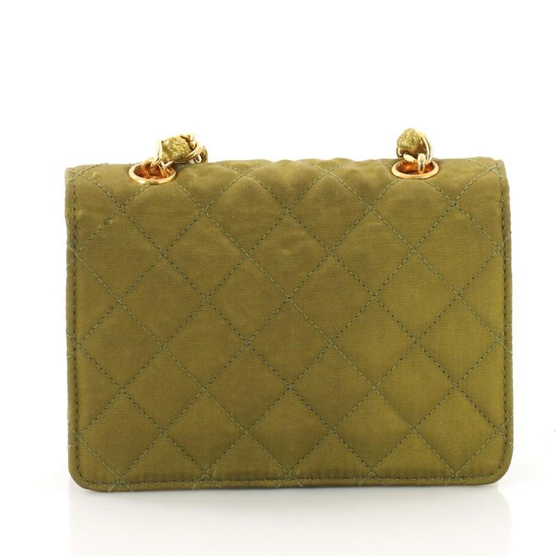 Chanel Vintage CC Chain Flap Bag Quilted Canvas Extra Mini In Good Condition In NY, NY