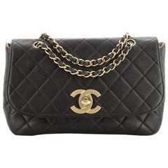 Chanel Vintage CC Chain Flap Bag Quilted Caviar Medium