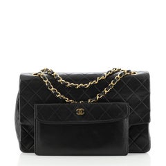 Chanel Vintage CC Kette Klappentasche aus gestepptem Lammfell groß