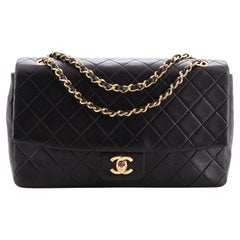 Chanel - Sac à rabat vintage en cuir d
agneau matelassé avec chaîne CC - Large