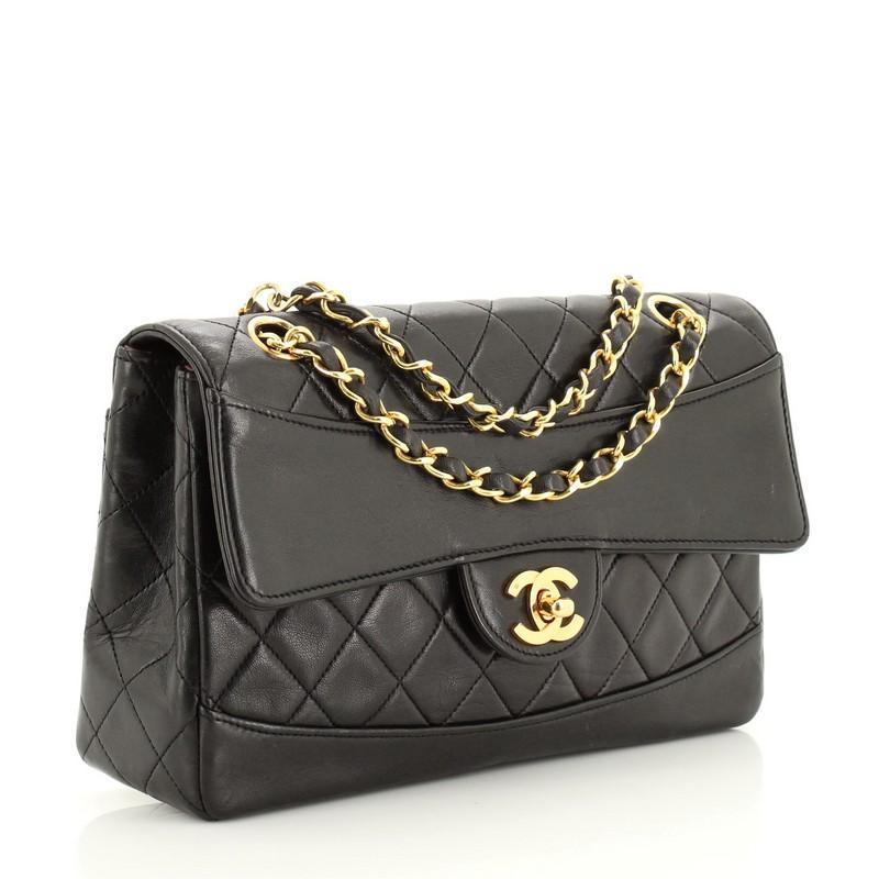 Black Chanel Vintage CC Chain Flap Bag Quilted Lambskin Small