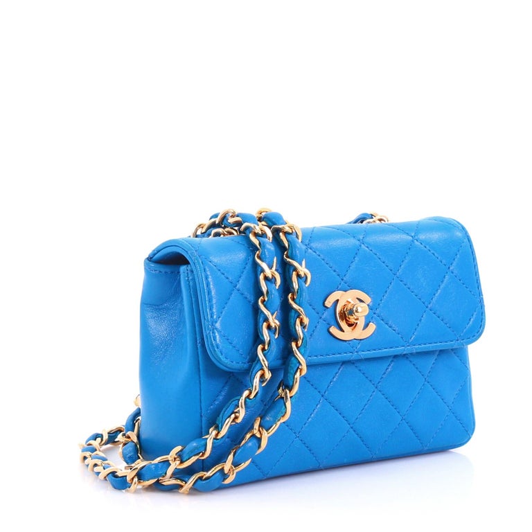 Chanel Vintage CC Chain Flap Bag Quilted Leather Extra Mini at 1stdibs