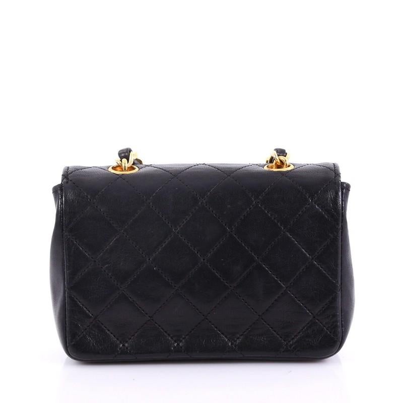 Chanel Vintage CC Chain Flap Bag Quilted Leather Extra Mini In Good Condition In NY, NY