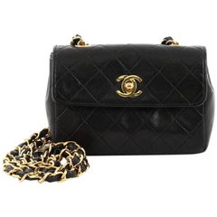 Chanel Vintage CC Chain Flap Bag Quilted Leather Extra Mini