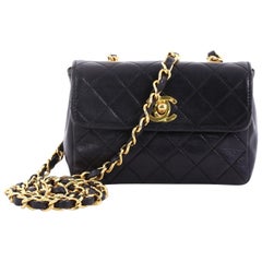 Chanel Vintage CC Chain Flap Bag Quilted Leather Extra Mini
