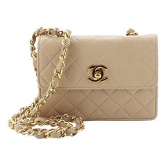Chanel Vintage CC Chain Flap Bag Quilted Leather Extra Mini