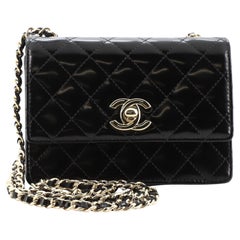 Chanel Vintage CC Chain Flap Bag Quilted Patent Mini